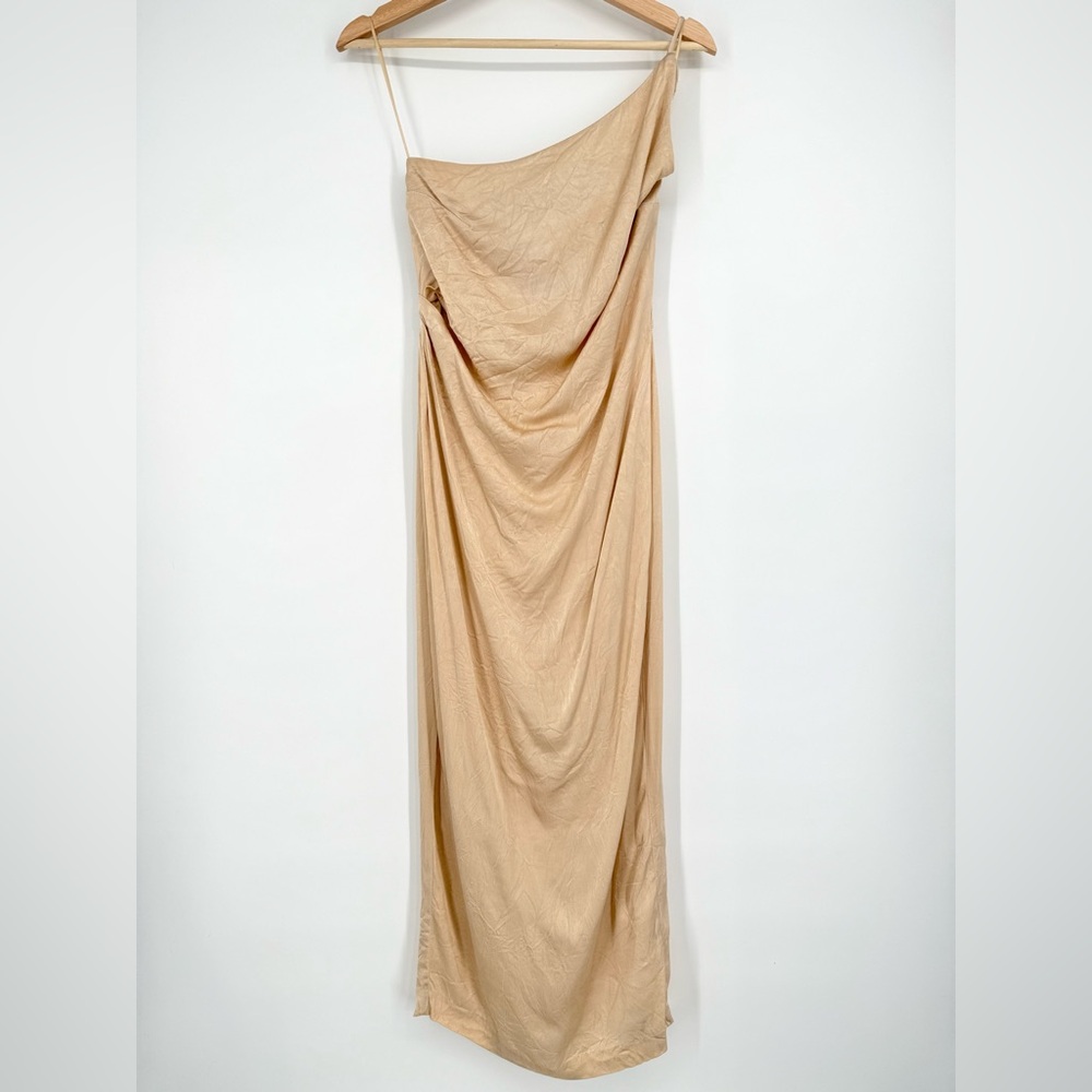 Petal & Pup‎ Tienna One Shoulder Midi Dress Size 4 Tan